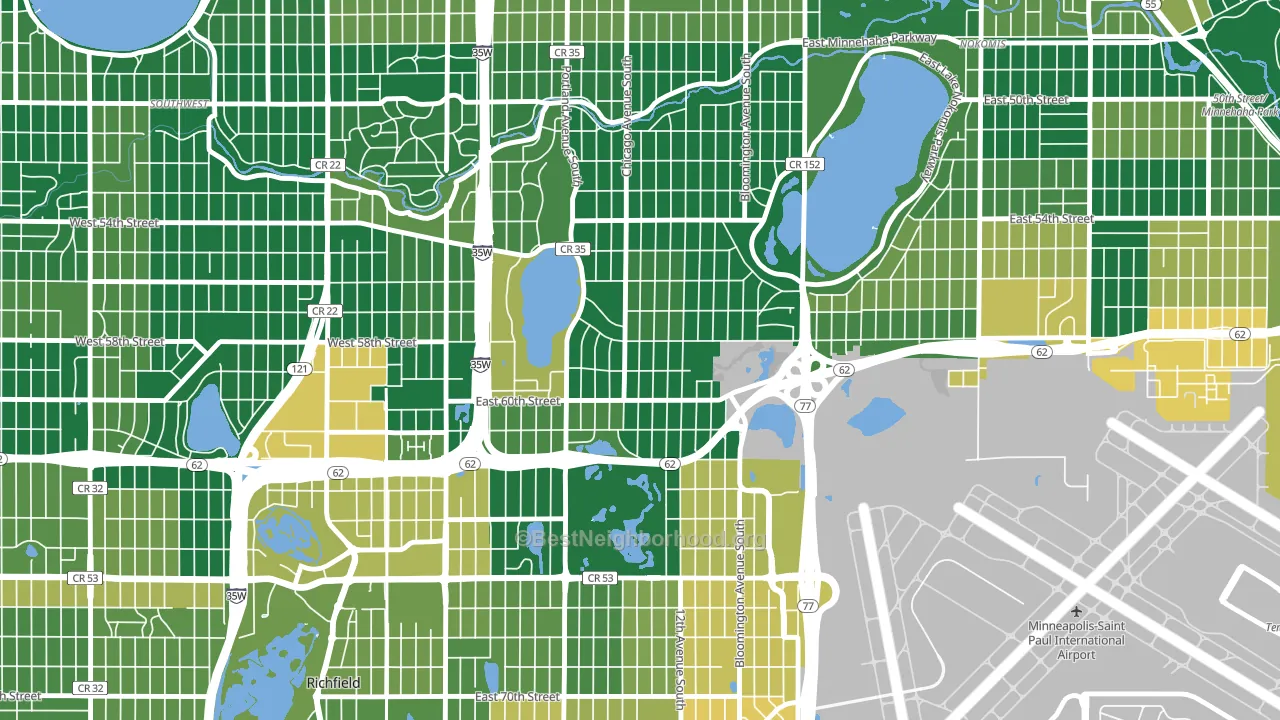 Diamond Lake, Minneapolis, MN block-group voter-turnout map