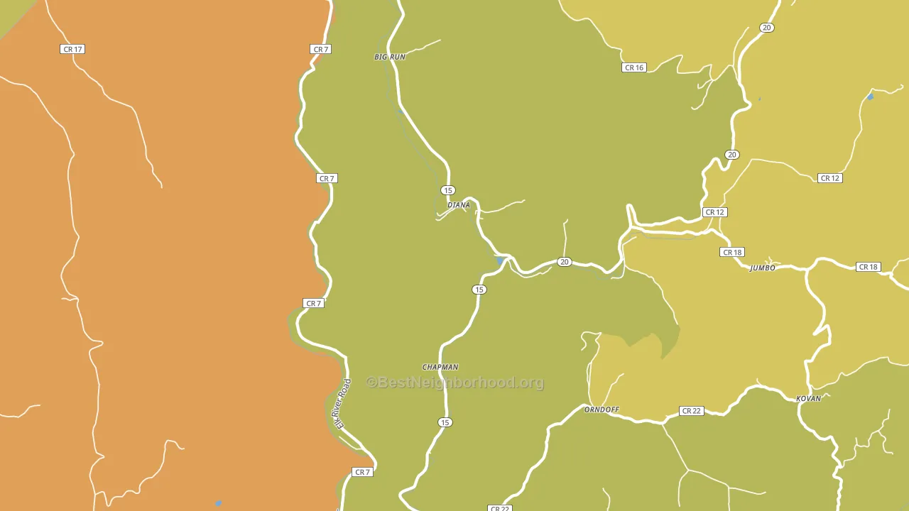 Diana, WV block-group voter-turnout map
