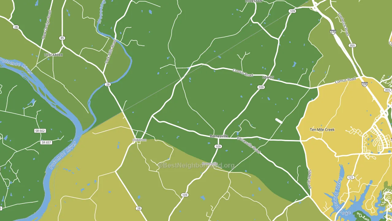 Dickerson, MD block-group voter-turnout map