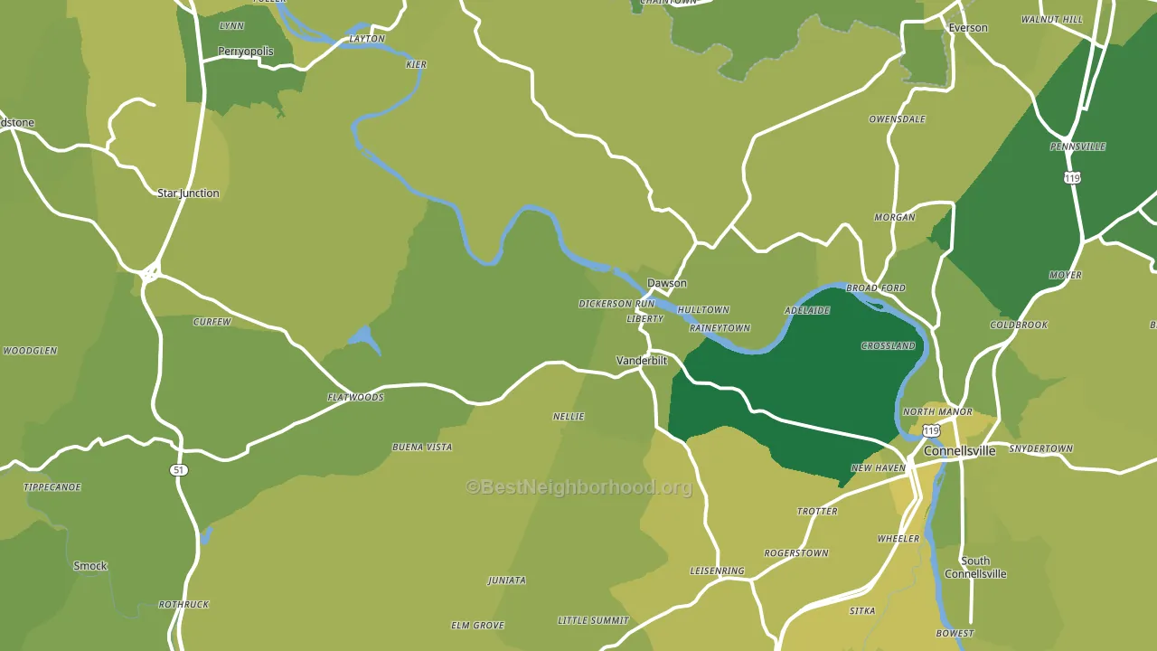Dickerson Run, PA block-group voter-turnout map