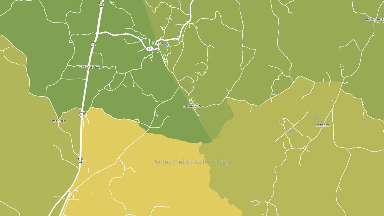 Dickinson, AL block-group voter-turnout map