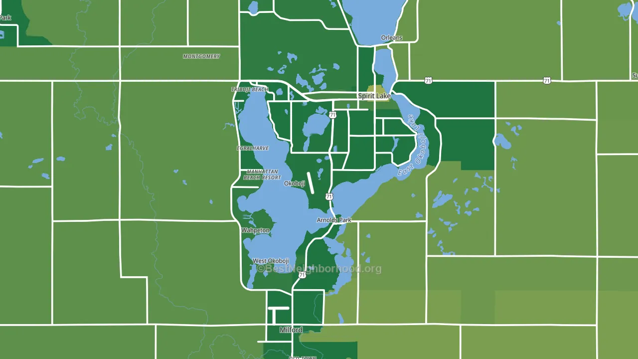 Dickinson County, IA block-group voter-turnout map