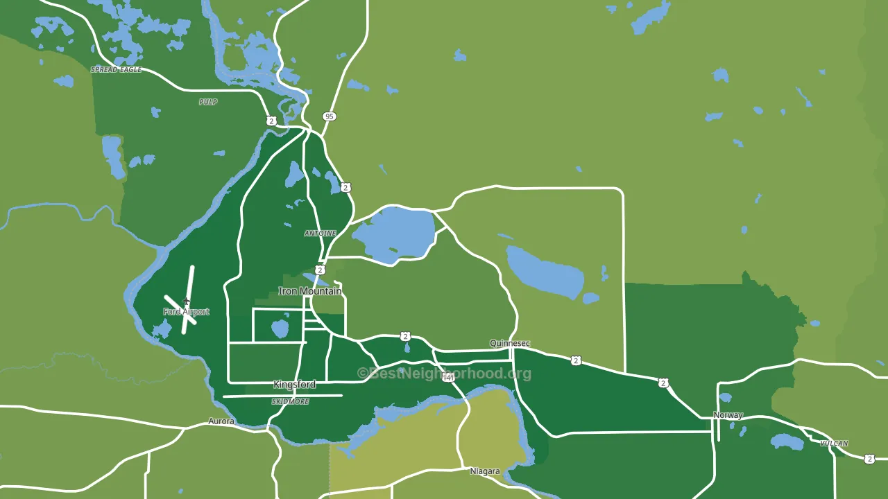 Dickinson County, MI block-group voter-turnout map