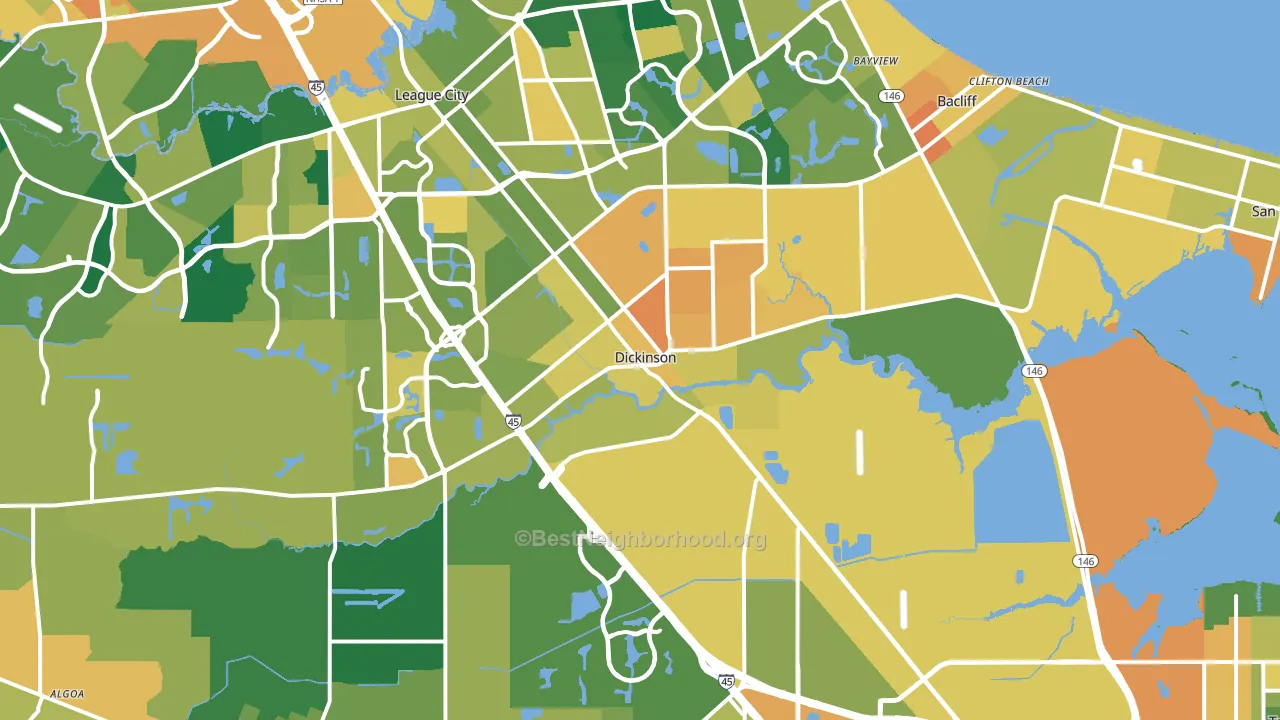 Dickinson, TX block-group voter-turnout map