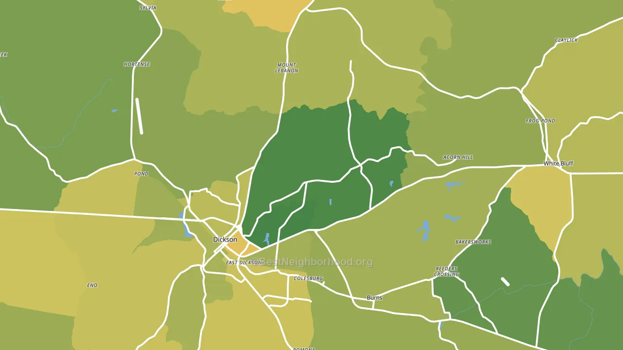 Dickson County, TN block-group voter-turnout map