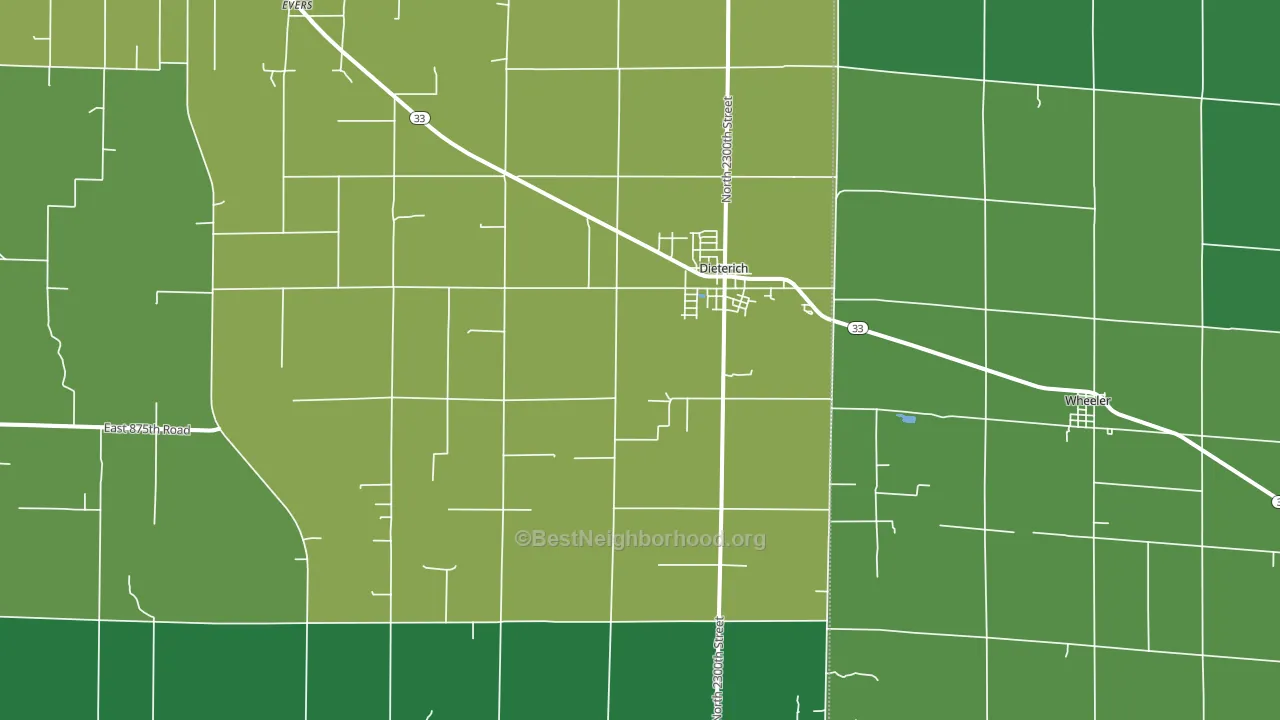 Dieterich, IL block-group voter-turnout map