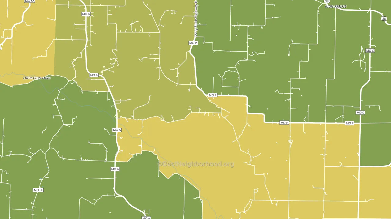 Diggins, MO block-group voter-turnout map