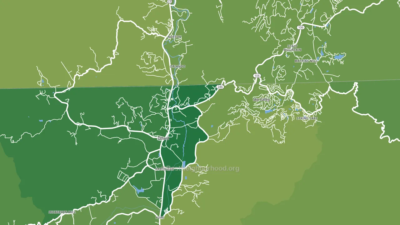 Dillard, GA block-group voter-turnout map