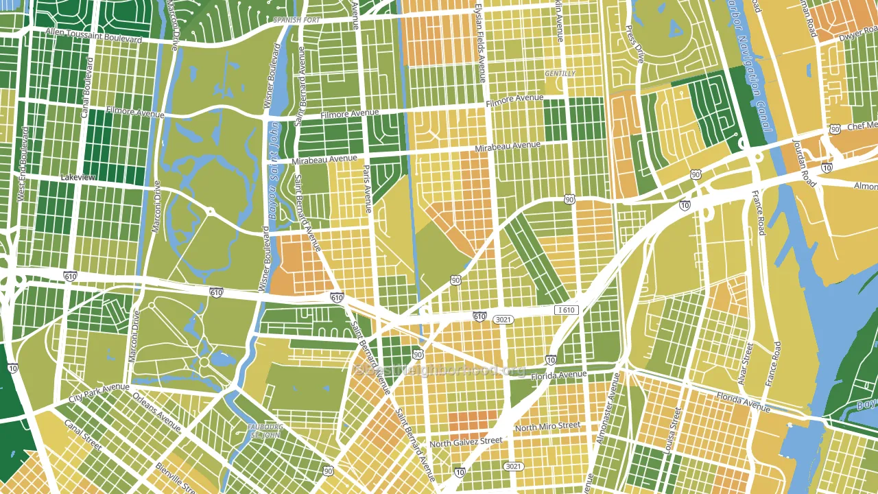 Dillard, New Orleans, LA block-group voter-turnout map