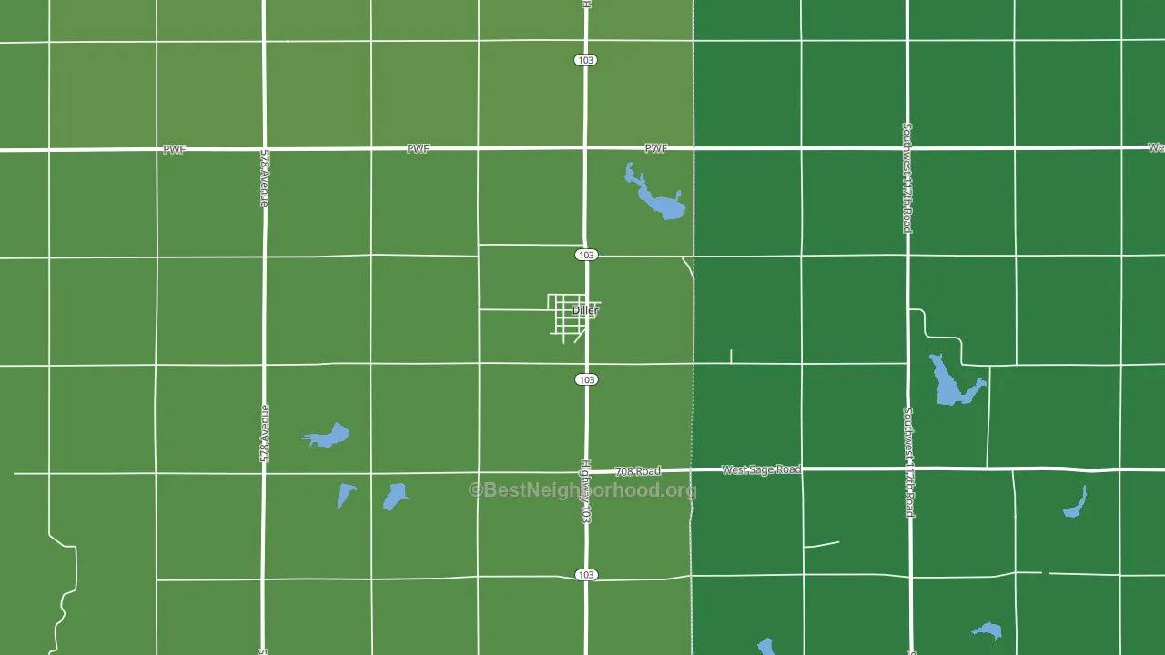 Diller, NE block-group voter-turnout map
