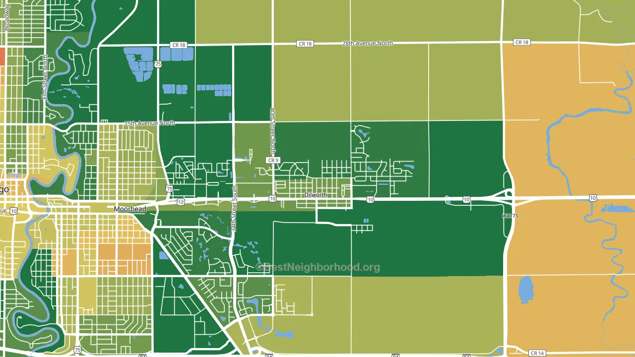 Dilworth, MN block-group voter-turnout map