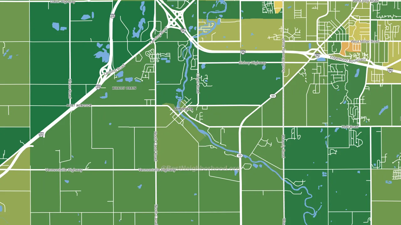 Dimondale, MI block-group voter-turnout map