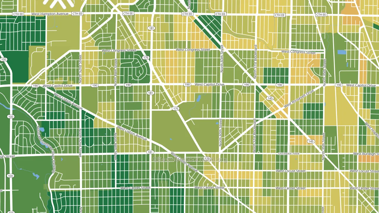 Dineen Park, Milwaukee, WI block-group voter-turnout map