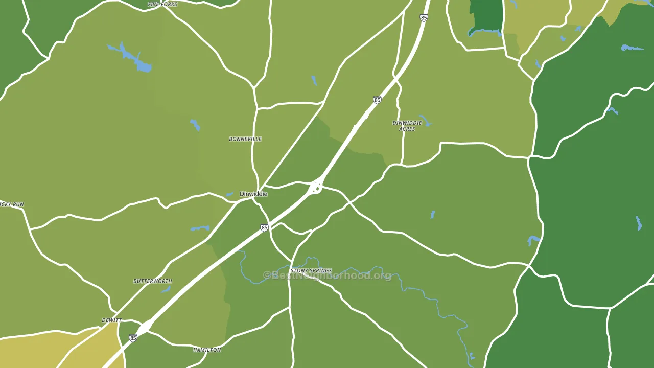 Dinwiddie, VA block-group voter-turnout map