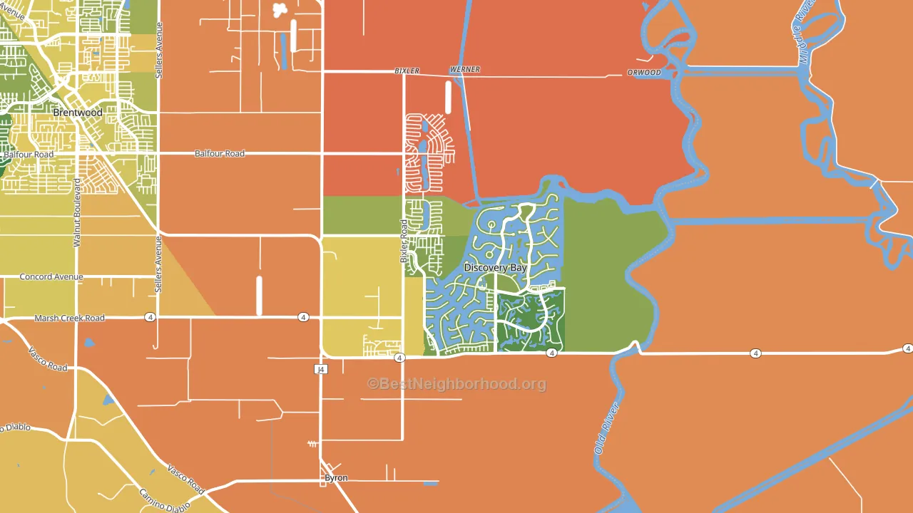 Discovery Bay, CA block-group voter-turnout map