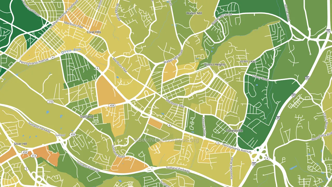 District Heights, MD block-group voter-turnout map