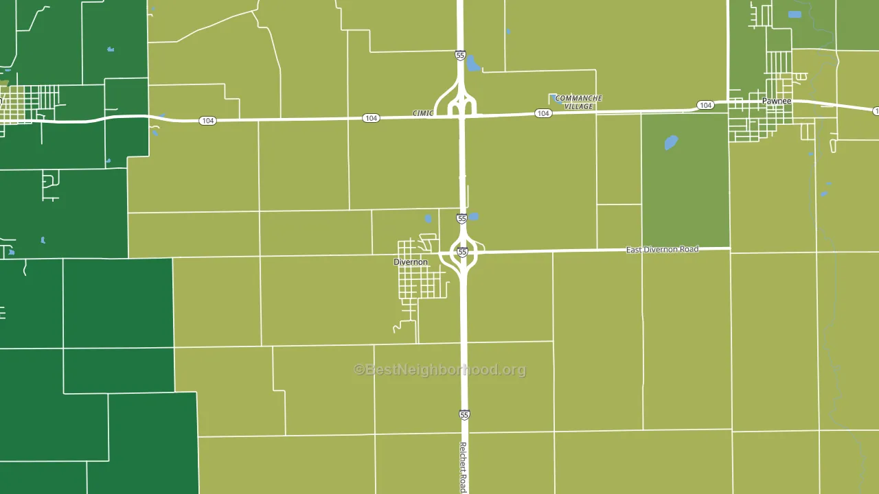 Divernon, IL block-group voter-turnout map