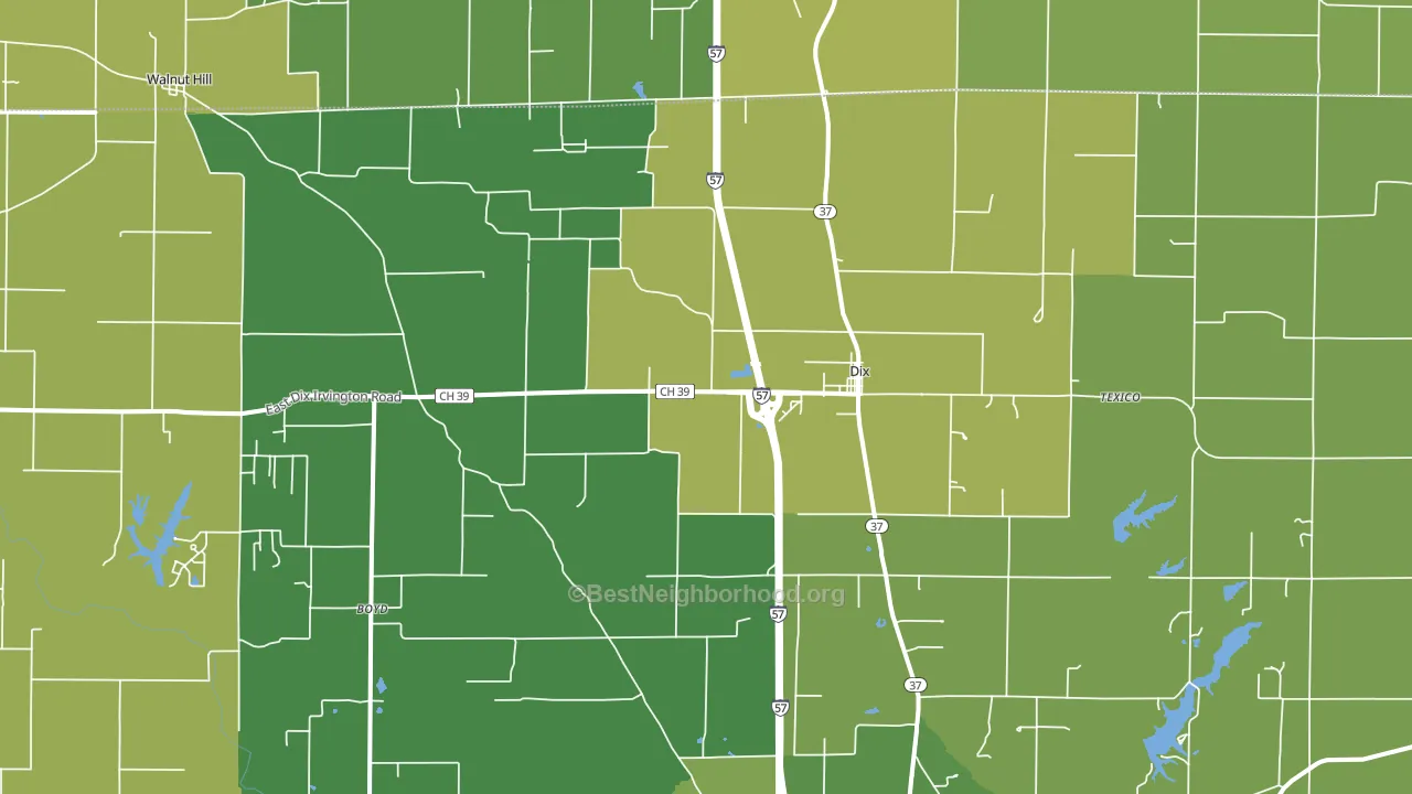 Dix, IL block-group voter-turnout map
