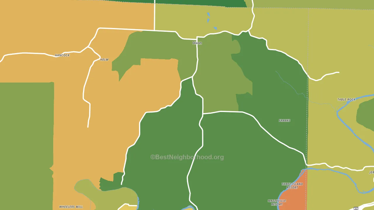 Dixon, MO block-group voter-turnout map