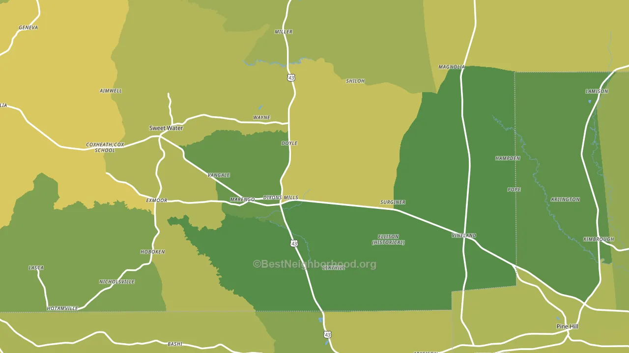 Dixons Mills, AL block-group voter-turnout map