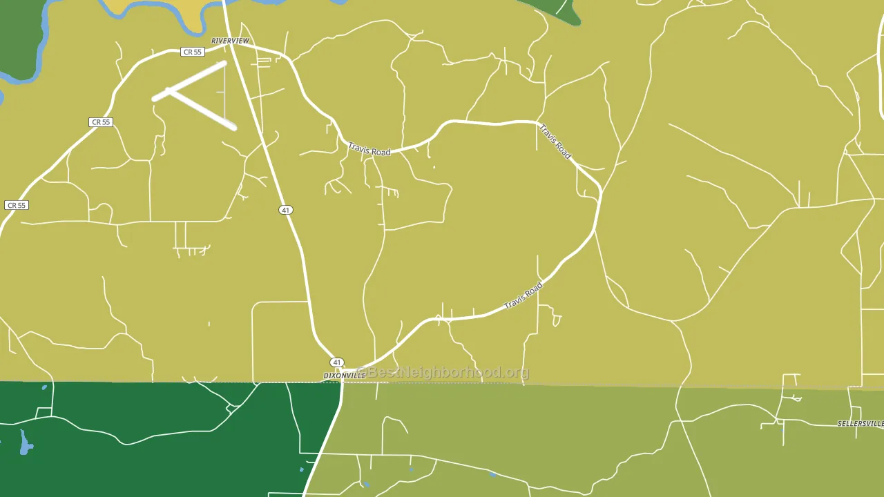 Dixonville, AL block-group voter-turnout map