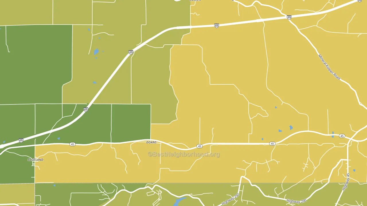 Doans, IN block-group voter-turnout map