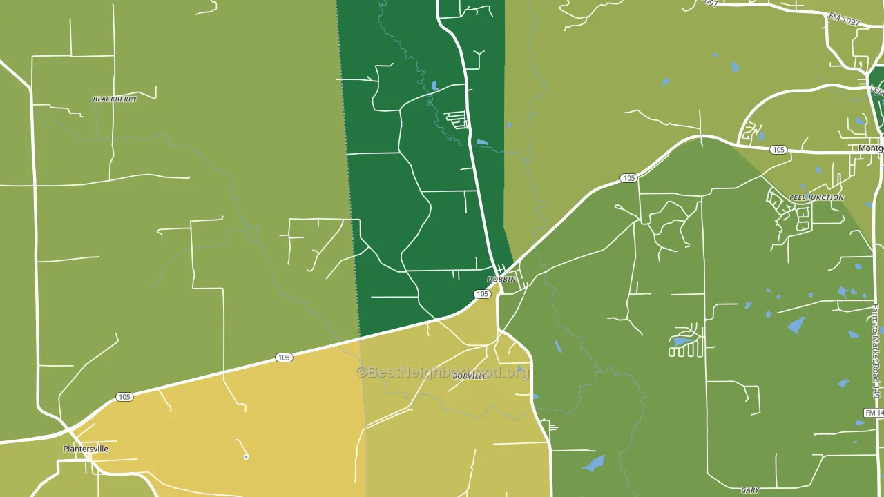 Dobbin, TX block-group voter-turnout map