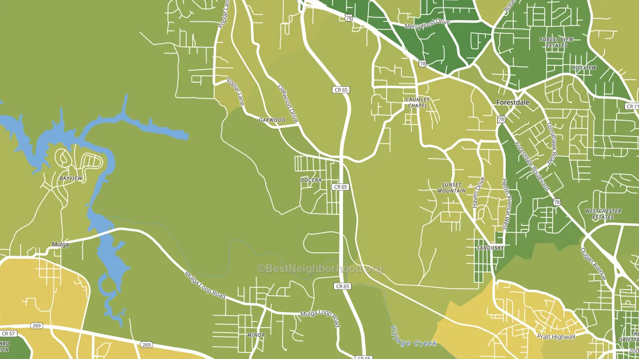 Docena, AL block-group voter-turnout map
