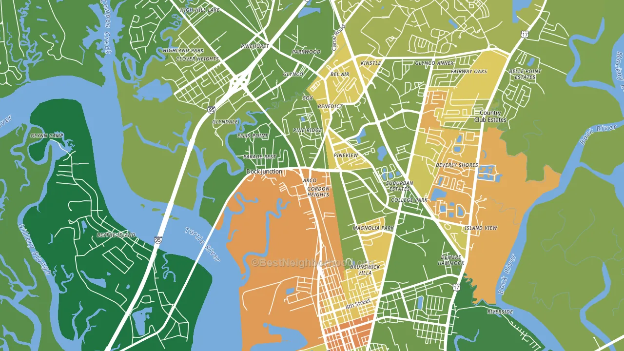 Dock Junction, GA block-group voter-turnout map
