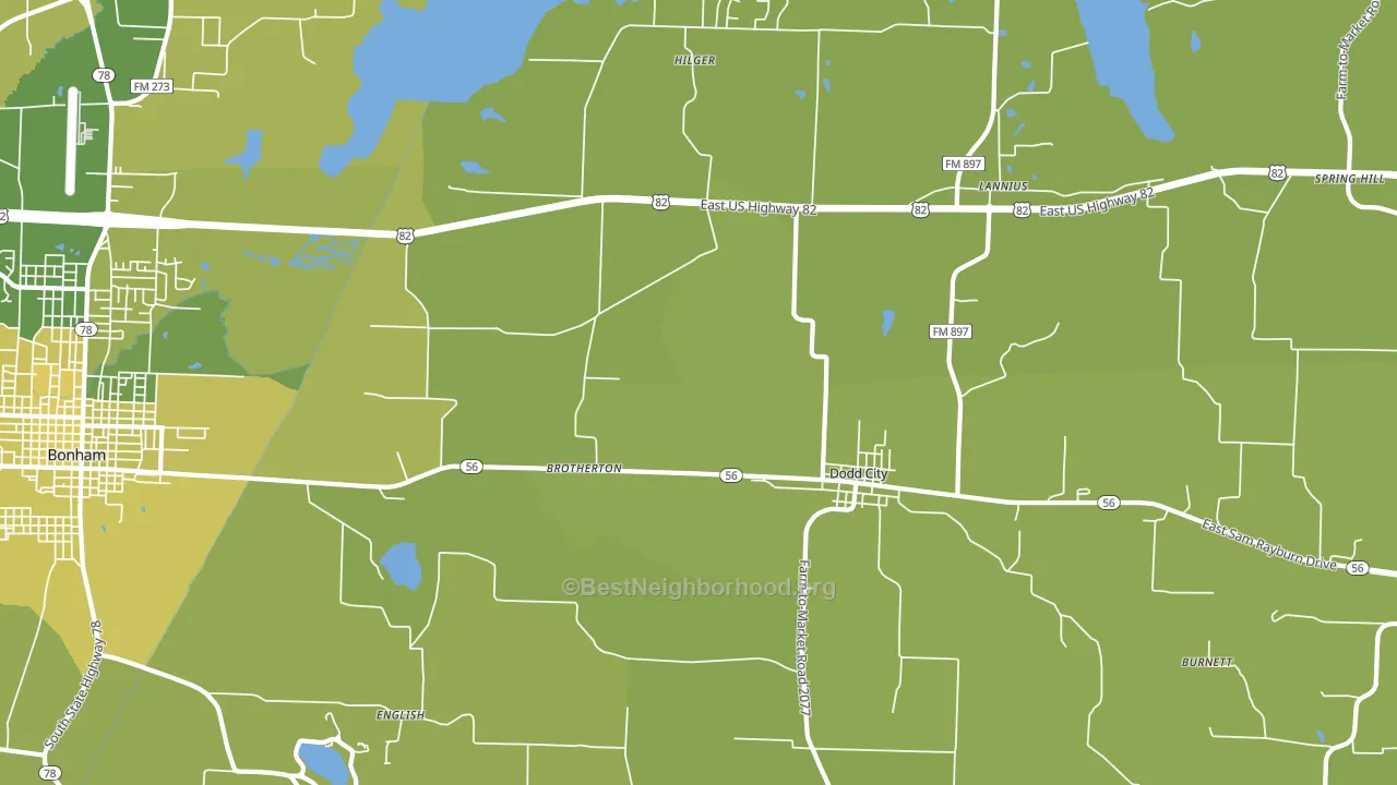 Dodd City, TX block-group voter-turnout map