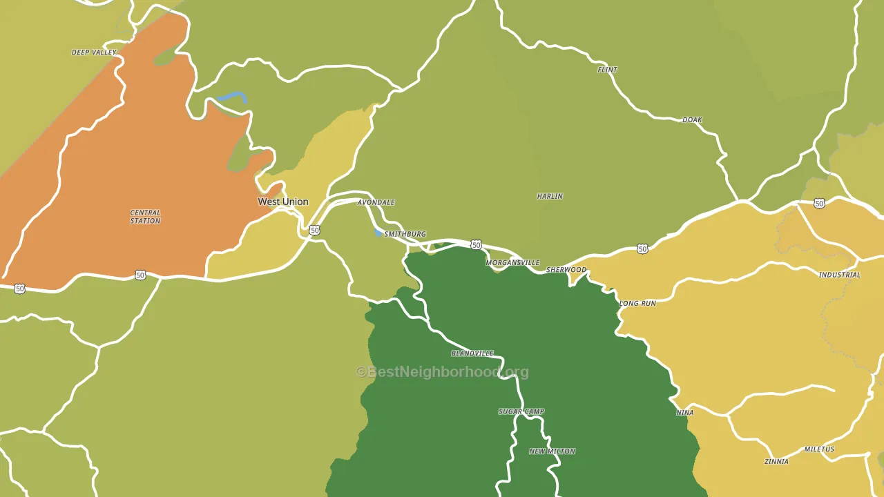 Doddridge County, WV block-group voter-turnout map