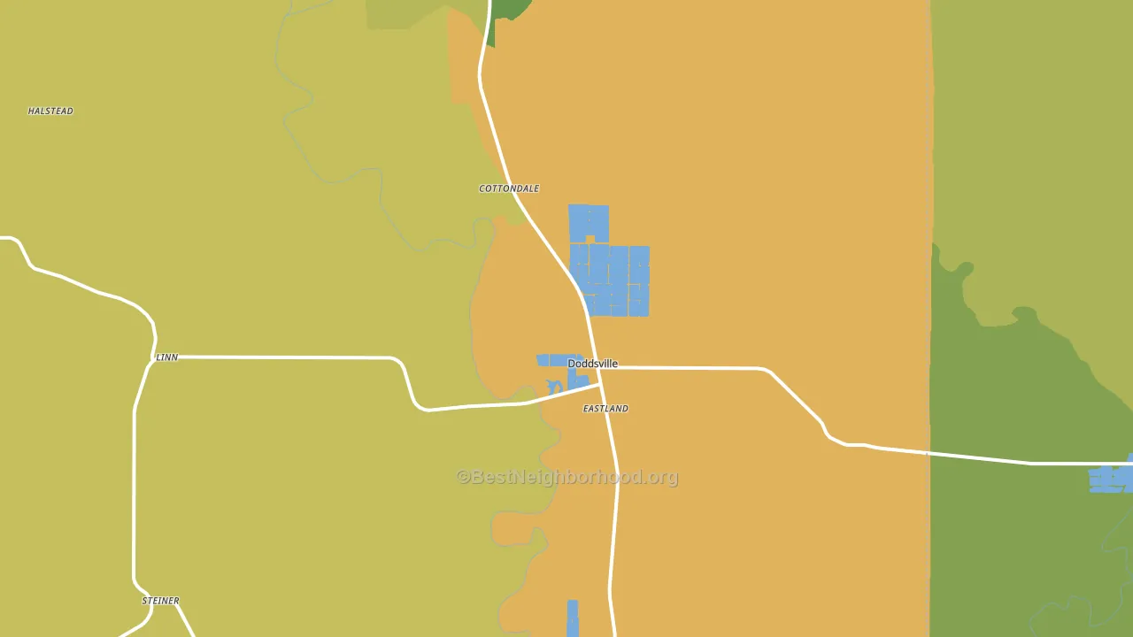 Doddsville, MS block-group voter-turnout map