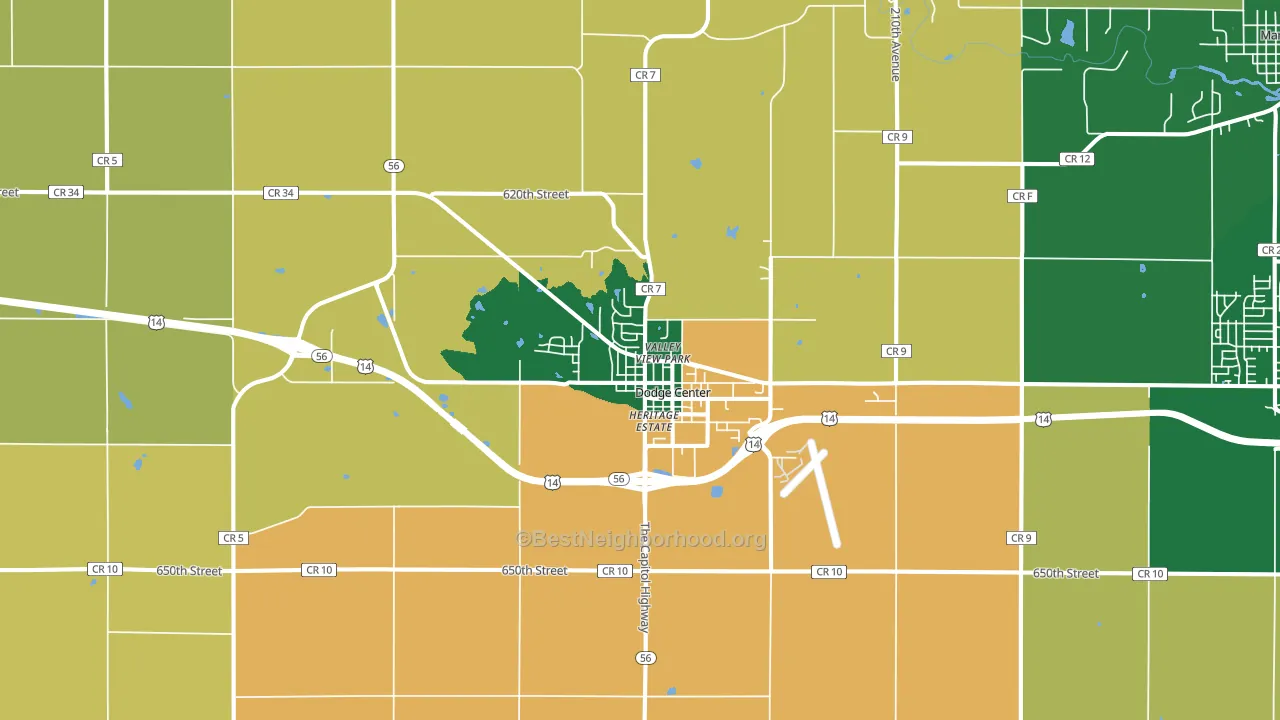 Dodge Center, MN block-group voter-turnout map