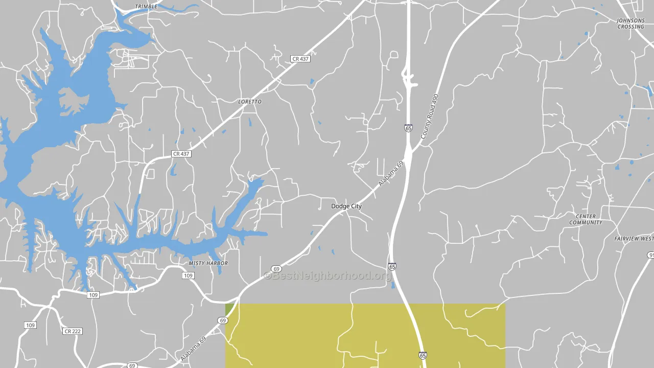 Dodge City, AL block-group voter-turnout map
