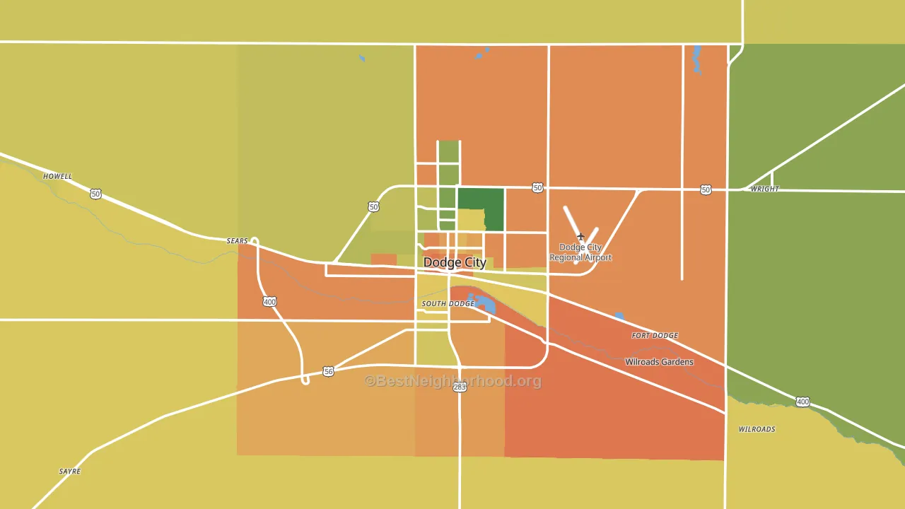 Dodge City, KS block-group voter-turnout map