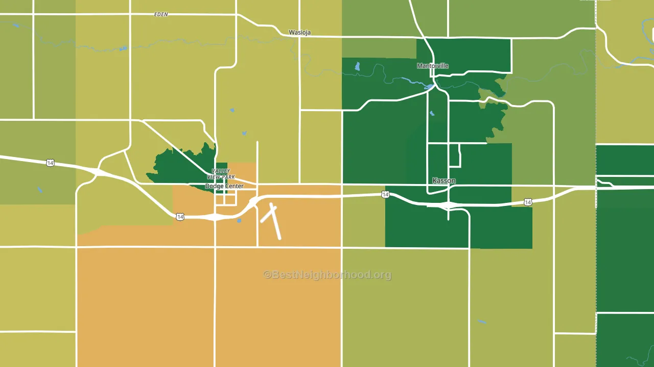 Dodge County, MN block-group voter-turnout map