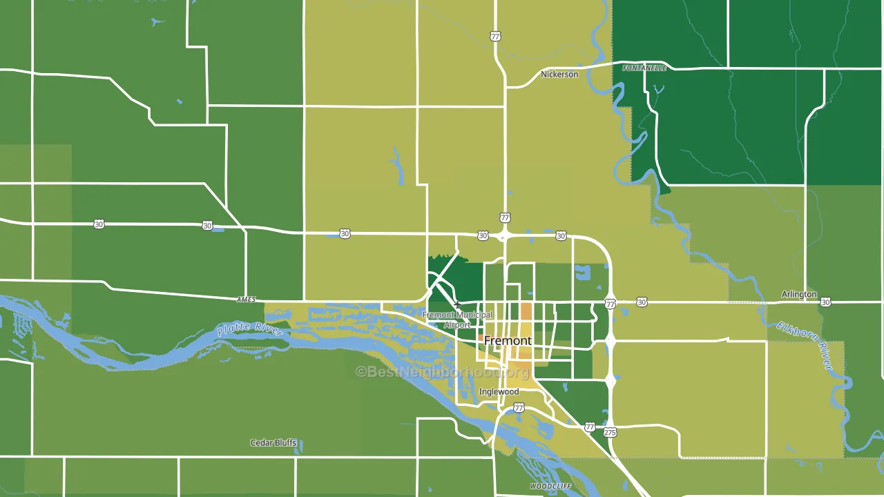 Dodge County, NE block-group voter-turnout map