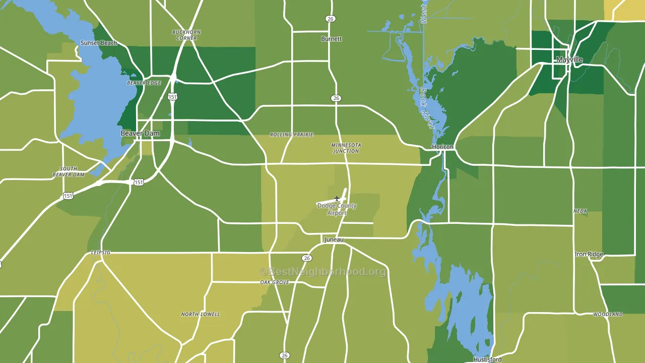 Dodge County, WI block-group voter-turnout map