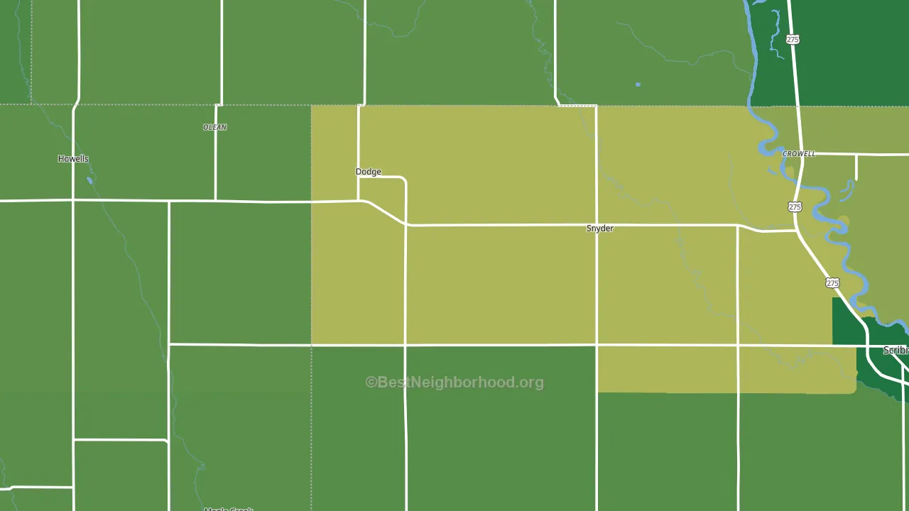 Dodge, NE block-group voter-turnout map