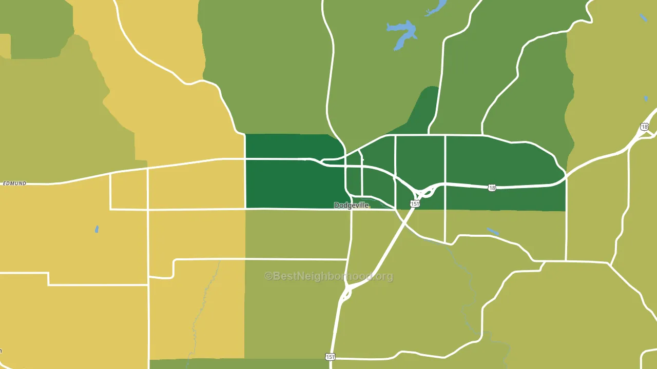 Dodgeville, WI block-group voter-turnout map