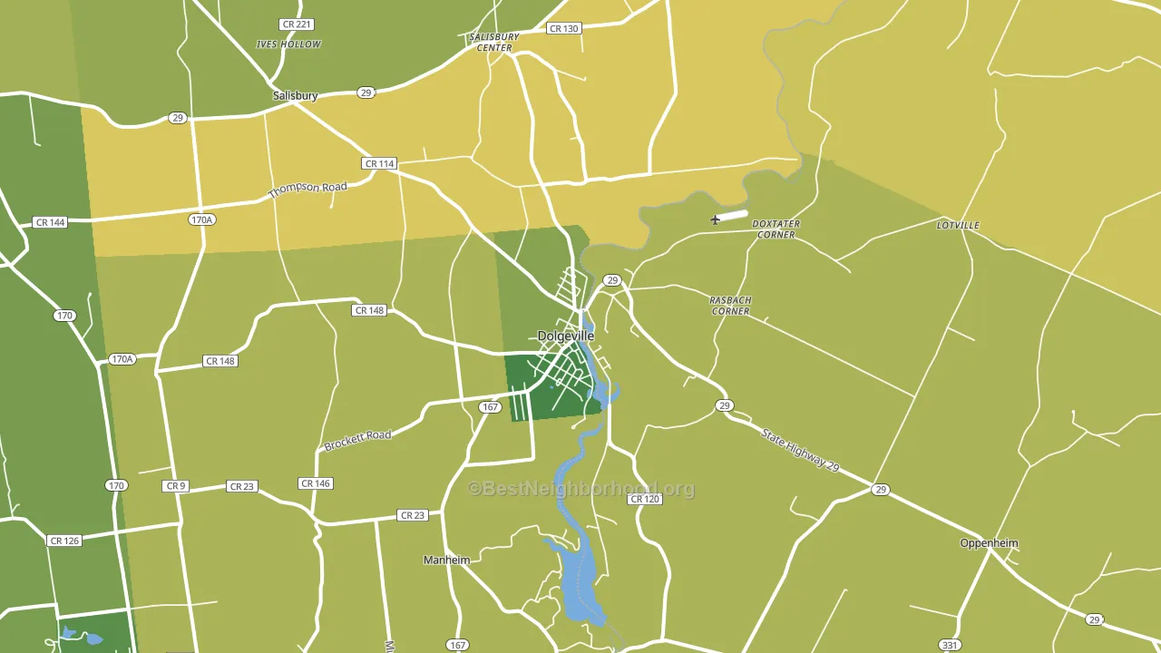 Dolgeville, NY block-group voter-turnout map