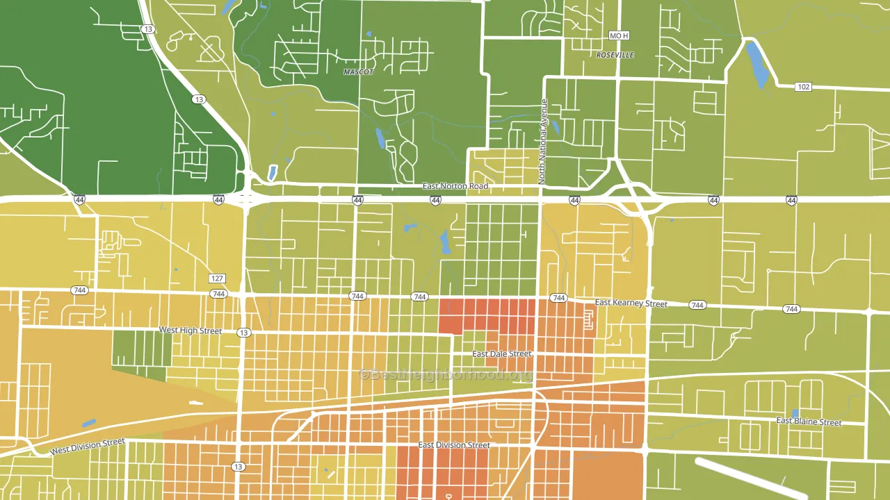 Doling, Springfield, MO block-group voter-turnout map