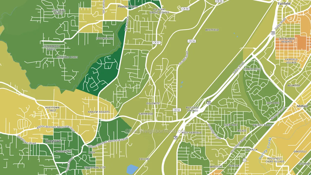 Dolomite, AL block-group voter-turnout map