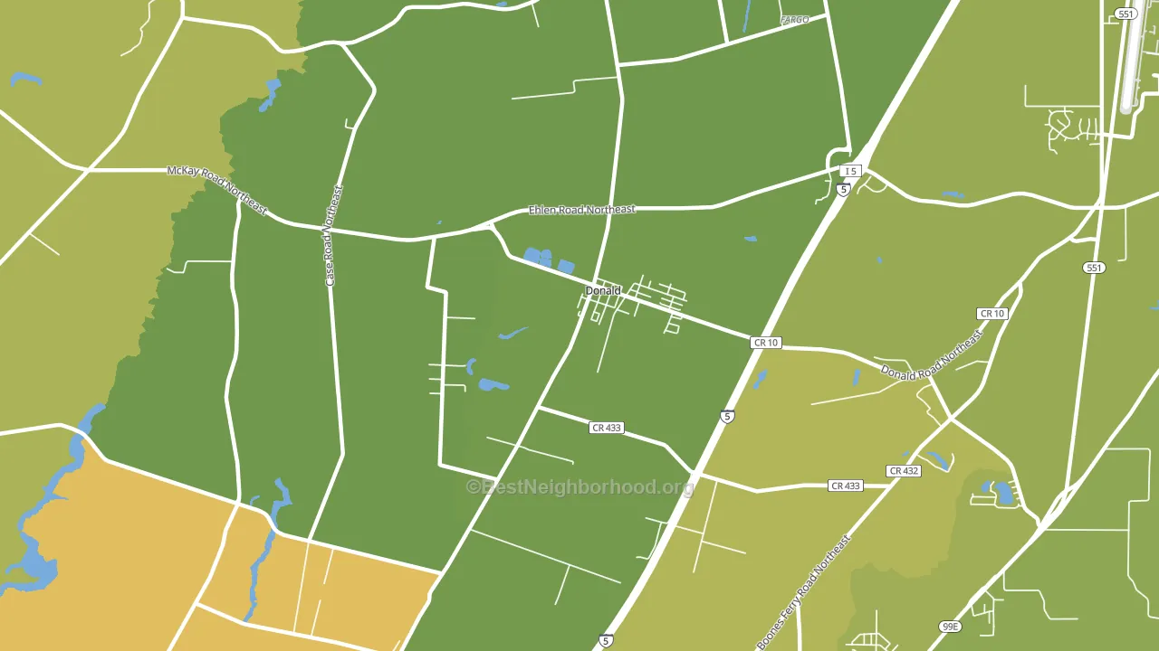 Donald, OR block-group voter-turnout map