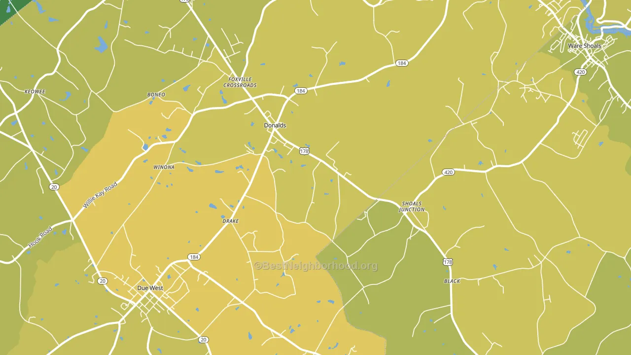 Donalds, SC block-group voter-turnout map