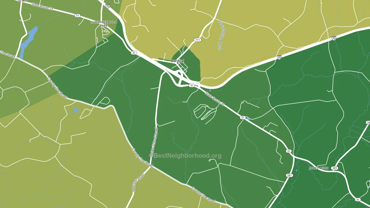 Donegal, PA block-group voter-turnout map