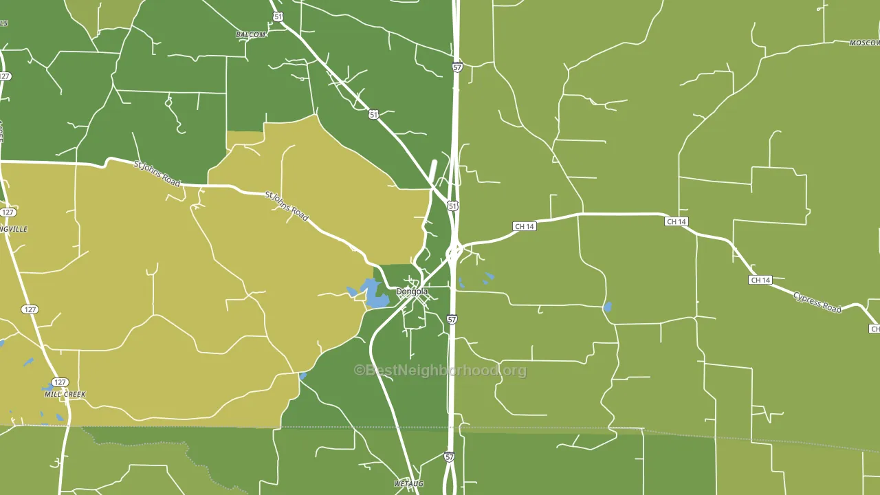 Dongola, IL block-group voter-turnout map