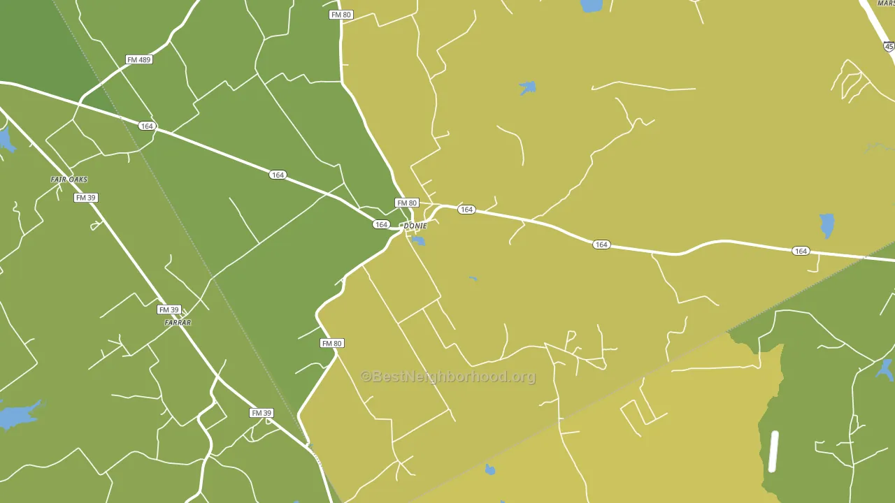 Donie, TX block-group voter-turnout map