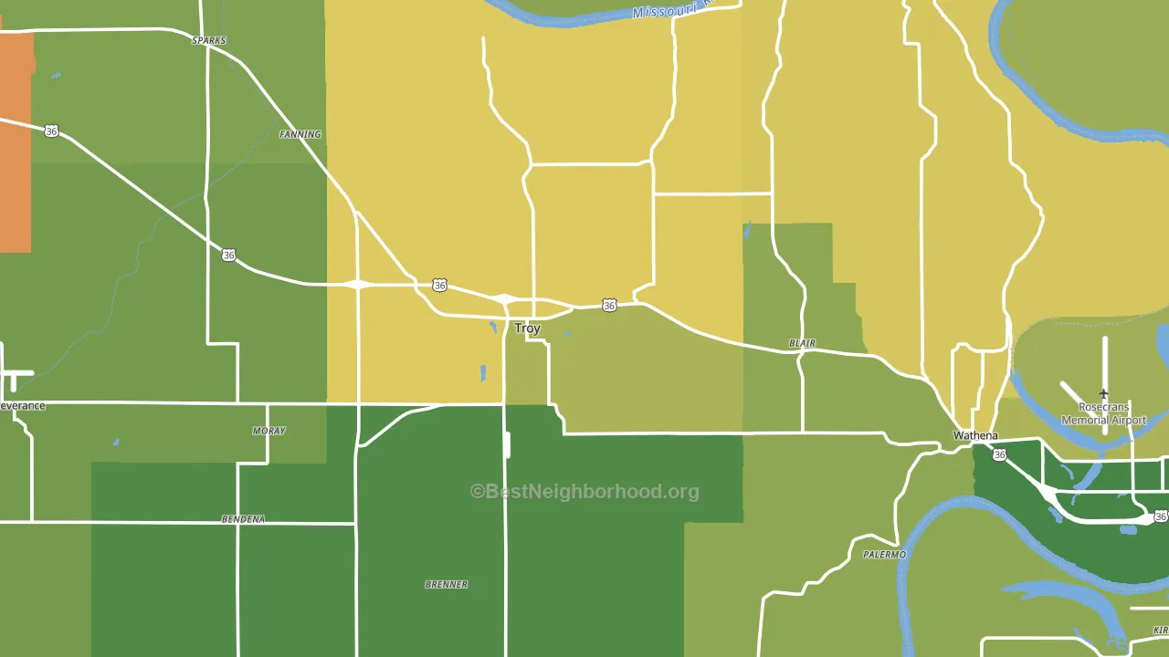 Doniphan County, KS block-group voter-turnout map