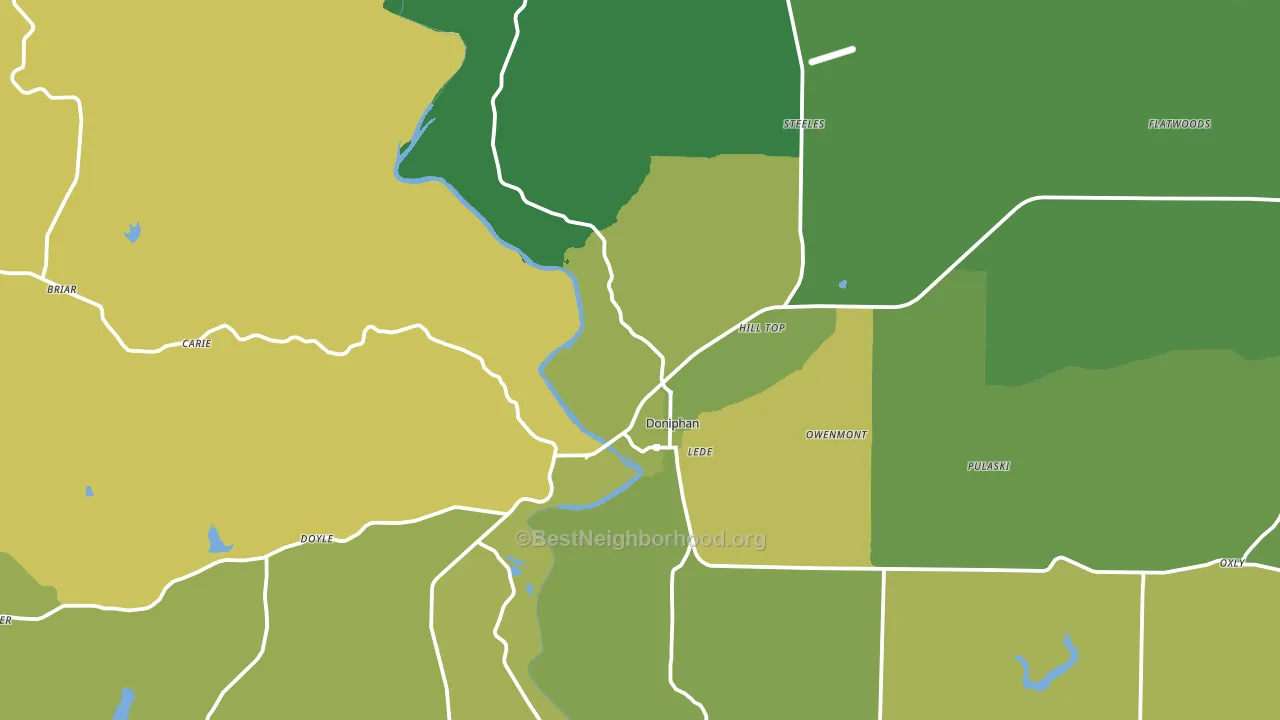 Doniphan, MO block-group voter-turnout map